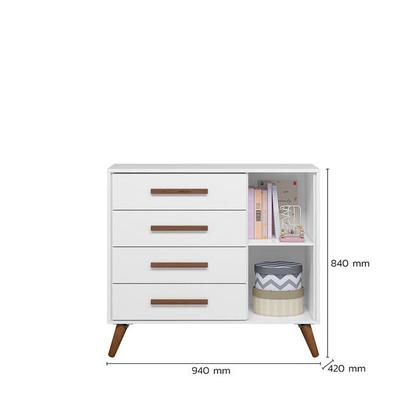 Imagem de Kit Para Quarto Infantil Com Berço Americano E Cômoda Retrô - Branco Acetinado