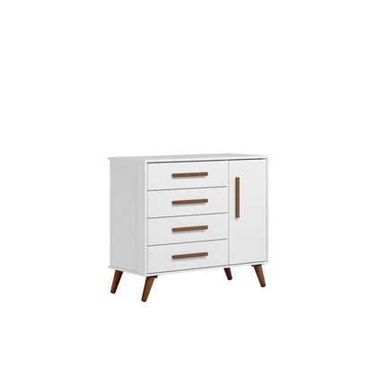 Imagem de Kit Para Quarto Infantil Com Berço Americano E Cômoda Retrô - Branco Acetinado