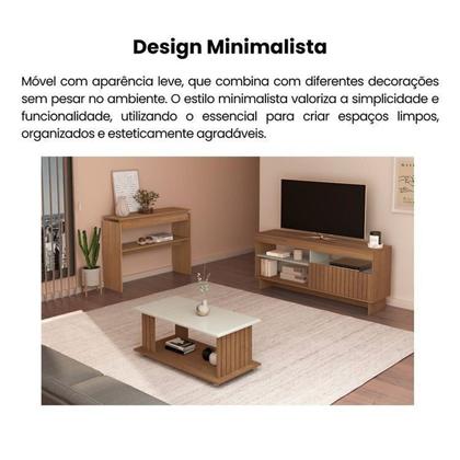 Imagem de Kit para Sala de Estar Rack Ripado e Aparador e Mesa de Centro City