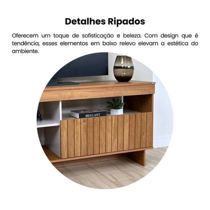 Imagem de Kit para Sala de Estar Rack Ripado e Aparador e Mesa de Centro City