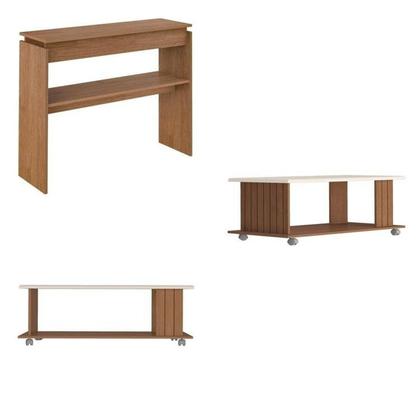 Imagem de Kit para Sala de Estar Rack Ripado e Aparador e Mesa de Centro City