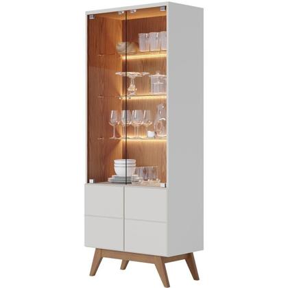 Imagem de Kit Para Sala De Jantar Buffet íris Com Cristaleira Martin C04 Off White Matte Freijó - Lyam