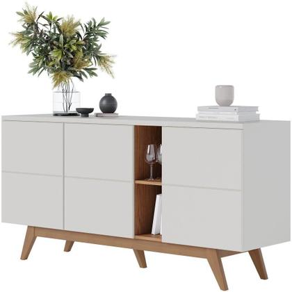 Imagem de Kit Para Sala De Jantar Buffet íris Com Cristaleira Martin C04 Off White Matte Freijó - Lyam