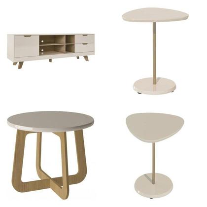 Imagem de Kit para Sua Sala de Estar Rack e Mesa de Centro e Mesa Lateral de Apoio Michigan