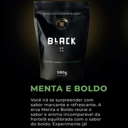Imagem de Kit Para Tereré Black Erva Mate 500g + Copo Cuia Quadrado Acrílico + Bomba Clássica Preta