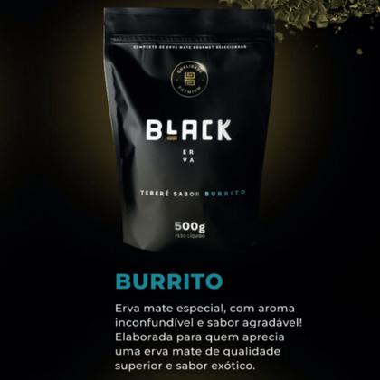 Imagem de Kit Para Tereré Garrafa Lisa Black Erva Mate 500g Copo Cuia Quadrado Acrílico Bomba Clássica Preta