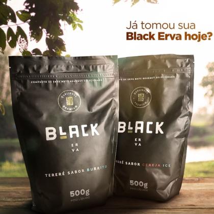 Imagem de Kit Para Tereré Garrafa Lisa Black Erva Mate 500g Copo Cuia Quadrado Acrílico Bomba Clássica Preta