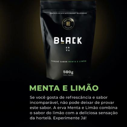 Imagem de Kit Para Tereré Garrafa Lisa Black Erva Mate 500g Copo Cuia Quadrado Acrílico Bomba Clássica Preta