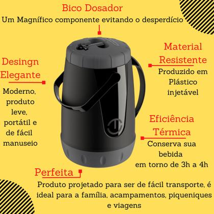 Imagem de Kit Para Tereré Garrafa Lisa+Black Erva Mate 500g+Copo Quadrado Acrílico+Bomba Clássica Preta