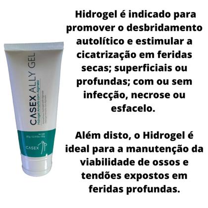Kit Para Tratar Escaras Lesões Cicatrizar Feridas 1 Tubo De Hidrogel Casex 85g + 5 Curativos Alginato De Calcio 10x10cm - Casex / Vitamedical Imagem de Kit Para Tratar Escaras Lesões Cicatrizar Feridas 1 Tubo De Hidrogel Casex 85g + 5 Curativos Alginato De Calcio 10x10cm