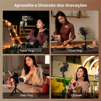 Imagem de Kit Para Vlog Mobile Smallrig Vk-50ii Completo Com Tripé Extensor, Luz Led E Microfone