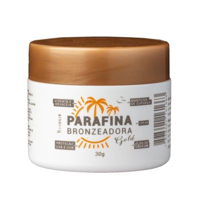 Imagem de KIT Parafina Bronzeadora Gold Lorkin 30G Com Biquíni para Marquinha tipo Fita em Tecido Petúnia (Tamanho único)