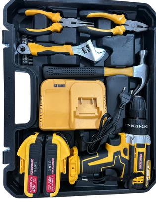 Imagem de Kit Parafusadeira Elétrica Sem Fio Com Ferramentas Manuais