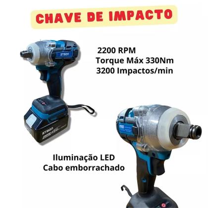 Imagem de Kit Parafusadeira + Esmerilhadeira+Chave Impacto + Martelete