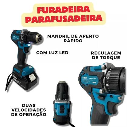 Imagem de Kit Parafusadeira + Esmerilhadeira+Chave Impacto + Martelete