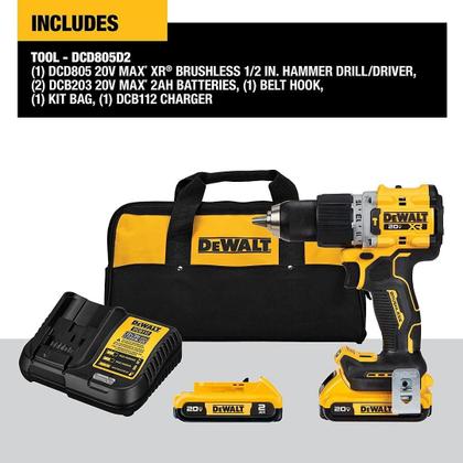 Imagem de Kit Parafusadeira Fur Impacto 20V Brushless Dcd805D2 Dewalt