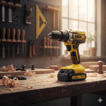 Imagem de Kit Parafusadeira Furadeira 48V com Impacto  2 Baterias Recarregáveis, 450W, 1800RPM, Maleta Completa com Brocas e Chaves Inclusas