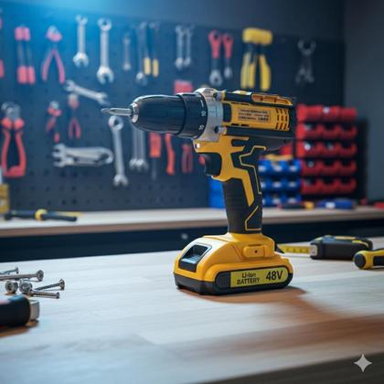 Imagem de Kit Parafusadeira Furadeira 48V com Impacto  2 Baterias Recarregáveis, 450W, 1800RPM, Maleta Completa com Brocas e Chaves Inclusas