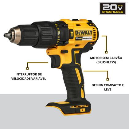 Imagem de Kit Parafusadeira/Furadeira de Impacto Dewalt 20V Max com 4 Baterias de 2Ah e Carregador - DCD7781D2BR