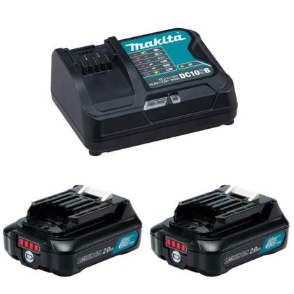 Imagem de Kit Parafusadeira Furadeira impacto e Chave de Impacto Makita 12v, com 2 Baterias, Maleta e Acessórios essenciais Profissional  CLX228SAX