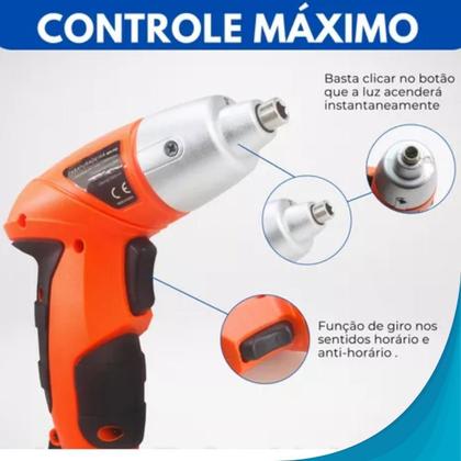 Imagem de Kit Parafusadeira Sem Fio Com Luz Led 110V/220V