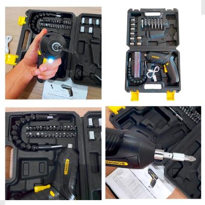Imagem de Kit Parafusadeira Sem Fio Portátil USB Completo Recarregável