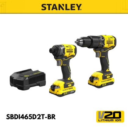 Imagem de Kit Parafusadeira Stanley Brushless 20V SBDI465D2T-BR com LED + Carregador Bivolt