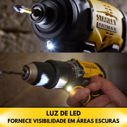 Imagem de Kit Parafusadeira Stanley Brushless 20V SBDI465D2T-BR com LED + Carregador Bivolt