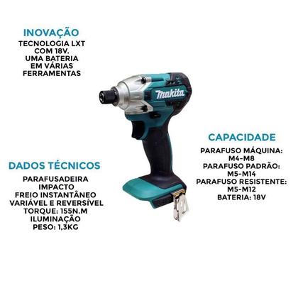Imagem de Kit Parafusadeiras Impacto 18V Makita Dlx2336Y01 Com Bolsa