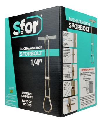 Imagem de Kit Parafuso E Bucha Gesso Drywall 1/4 Sforbolt Caixa C/ 10 Unidades