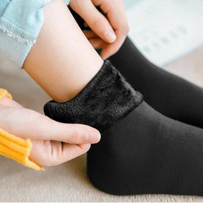 Imagem de kit  Pares Meia Termica Feminina Cano alto de Lã Grossa Peluciada Meia de Inverno