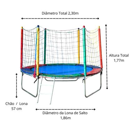Imagem de Kit Parquinho Pula Pula 2,30m Casinha de Bolinhas 1,50m com 1000 Bolinhas Escorregador Médio 2 Gangorra 1 Lugar 1 Gangorra 2 Lugares