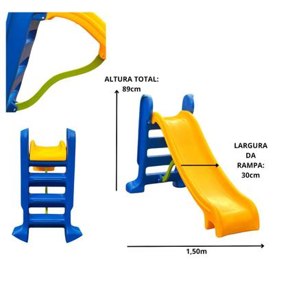 Imagem de Kit Parquinho Pula Pula 2,30m Casinha de Bolinhas 1,50m com 1000 Bolinhas Escorregador Médio 2 Gangorra 1 Lugar 1 Gangorra 2 Lugares