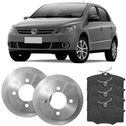 Imagem de Kit Pastilha Disco Freio Gol G4 2005 a 2014 Dianteiro Sólido Varga Lonaflex