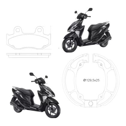 Imagem de Kit Pastilha E Lona Traseira Honda Elite 125 2019 Lead 110cc
