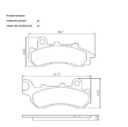Imagem de Kit Pastilhas de Freio Bros 160 Freio Cbs 2018-2020