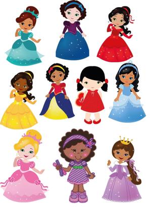 Imagem de Kit Patch Aplique Termocolante Princesas Carol Art c/ 10 un