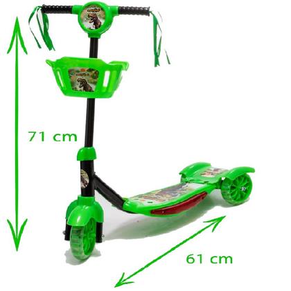 Imagem de Kit Patinete Cestinha Dinossauro + Fantasia Homem Verde