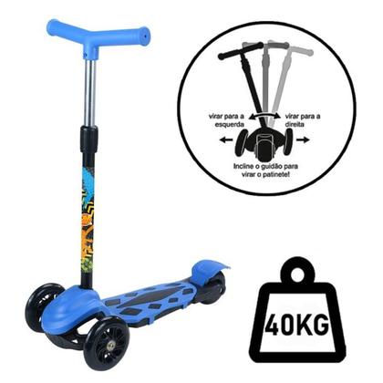 Imagem de Kit Patinete Infantil Ajustável 40Kg Power Azul + Garrafinha