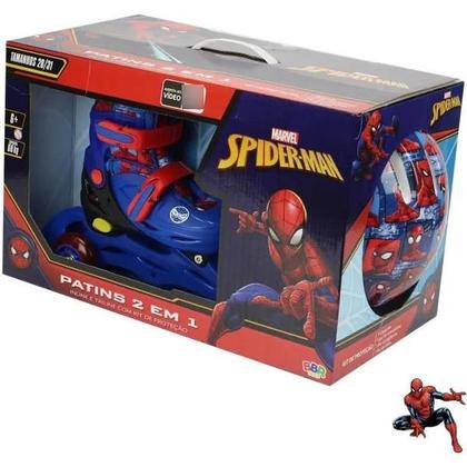 Imagem de Kit Patins 3 Rodas C/ Proteção 28/31 Homem Aranha - Bbr Toys