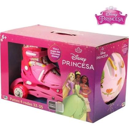 Imagem de Kit Patins 4 Rodas C/ Proteção 32/35 Princesas - Bbr Toys