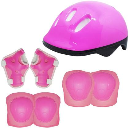 Imagem de Kit Patins Clássico Quad 4 Rodas Roller + Acessórios Feminino Rosa Tam 28 Importway BW-021-R