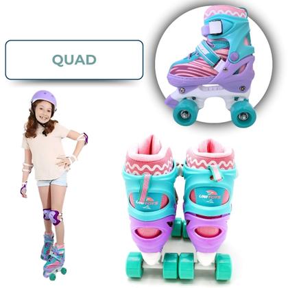 Imagem de Kit Patins Quad Infantil Completo Ajustável 4 Rodas Unitoys 30 - 33