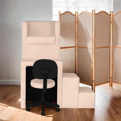 Imagem de Kit Pedicure Cadeira Poltrona Escada Completo Corano Bege