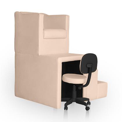 Imagem de Kit Pedicure Cadeira Poltrona Escada Completo Corano Bege