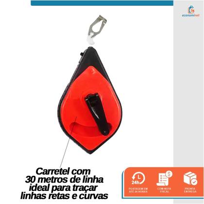 Imagem de Kit Pedreiro Giz, Linha E Mini Nível Starfer 30m