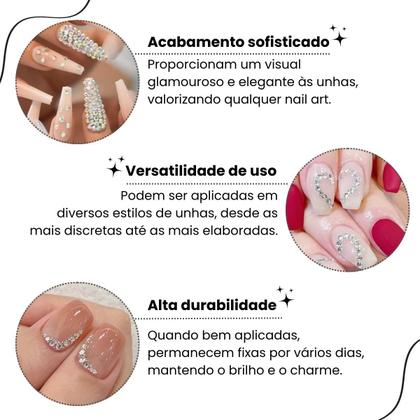 Imagem de Kit Pedrinhas Cristais Para Decoração + Cola Para Unhas Com Pincel