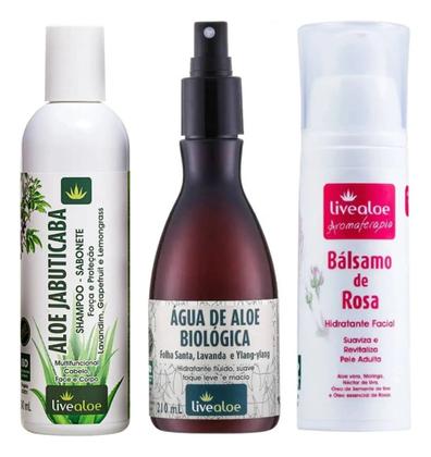 Imagem de Kit Pele Sensível Shampoo Agua De Aloe Balsamo Rosa Livealoe