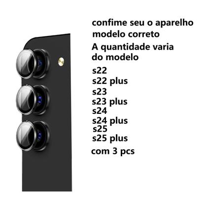 Imagem de Kit Película Lente Câmera Lisa Ou Pedrinhas Brilho Compatível Com Samsung Galaxy S22 S23 S24 S25 Fe Plus Ultra