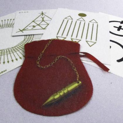 Imagem de Kit Pêndulo para Radiestesia e Radiônica com Manual  Pêndulo  Gráficos  Dourado